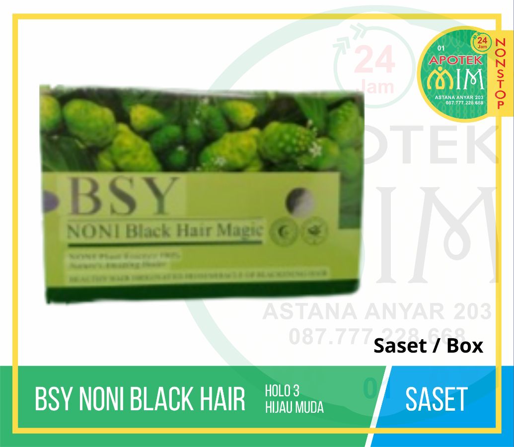 BSY Noni Black Hair - Holo 3 Hijau Muda