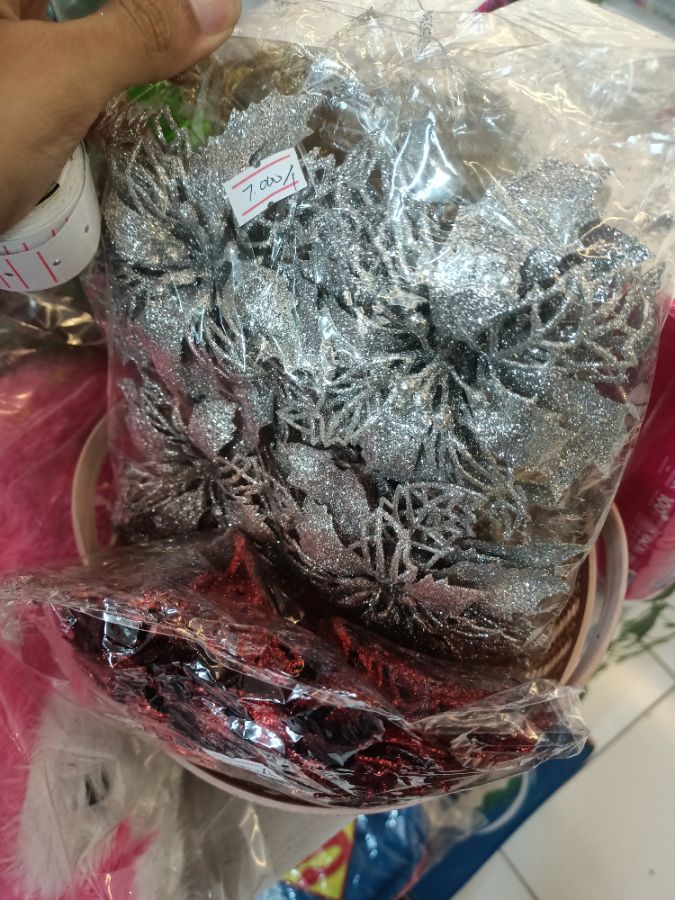 BUNGA HIASAN NATAL GLITER