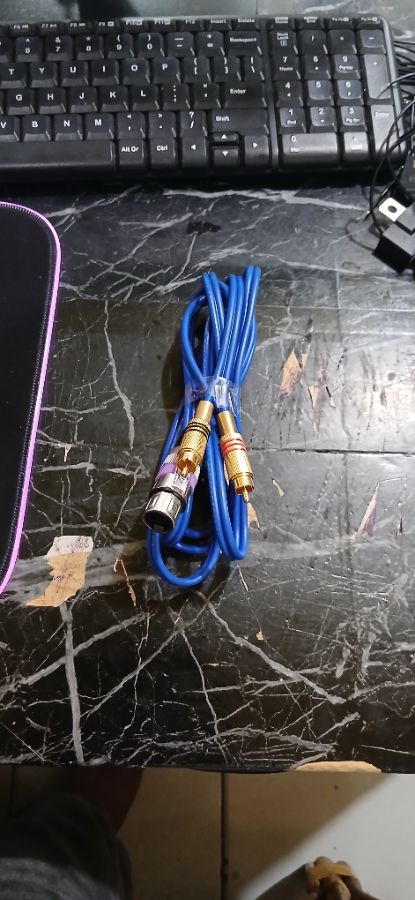 kabel audio jack XLR canon female to dual RCA 2x1cable kitani twin blue full tembaga (1m)