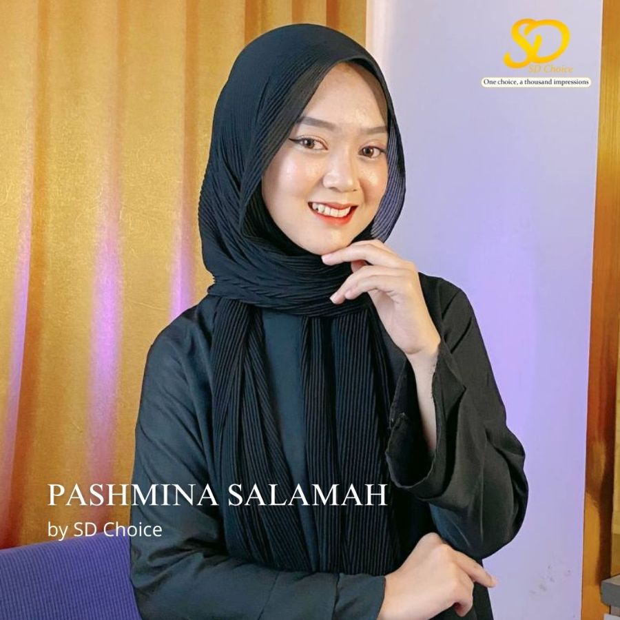 SD Choice Pashmina Salamah Pashmina Full Plisket lidi tanpa garis tengah