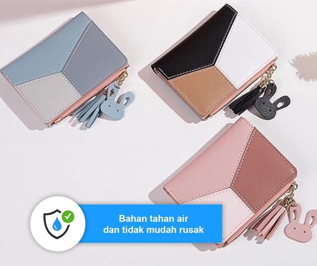 DOMPET LIPAT WANITA GRADASI 3 WARNA DOMPET WANITA PENDEK RESLETING DOMPET KOIN TRENDY