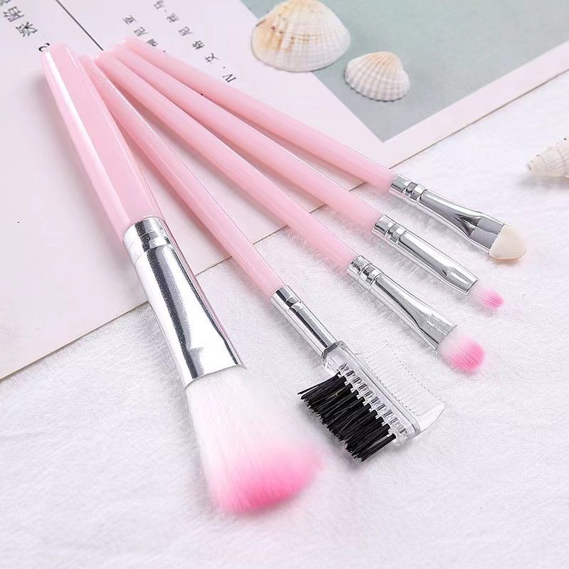 Paket Kuas Make Up 1 Set 5IN1 Mini Travel Brush Eye Shadow Foundation Blusher Tools Set