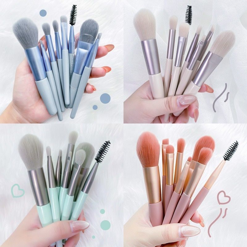 Kuas Make Up 8 in 1 Free Pouch Make Up Tools / Set Kuas Make Up