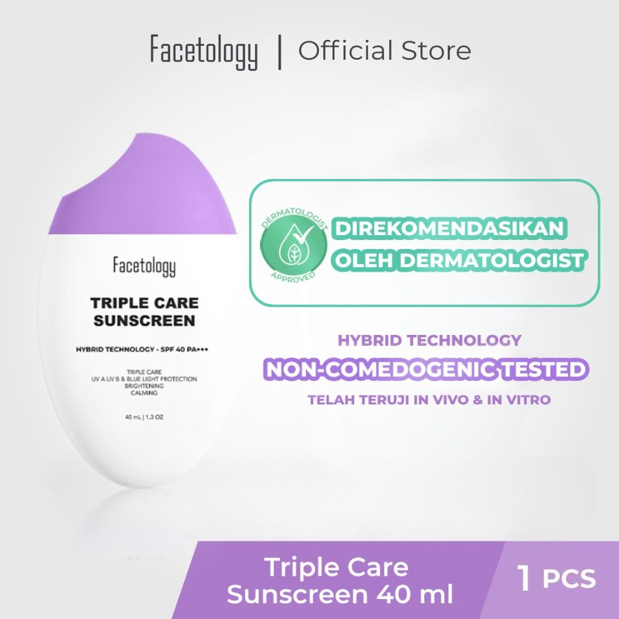 Facetology NON COMEDOGENIC SUNSCREEN TESTED Triple Care Sunscreen SPF 40 PA+++ 40ML