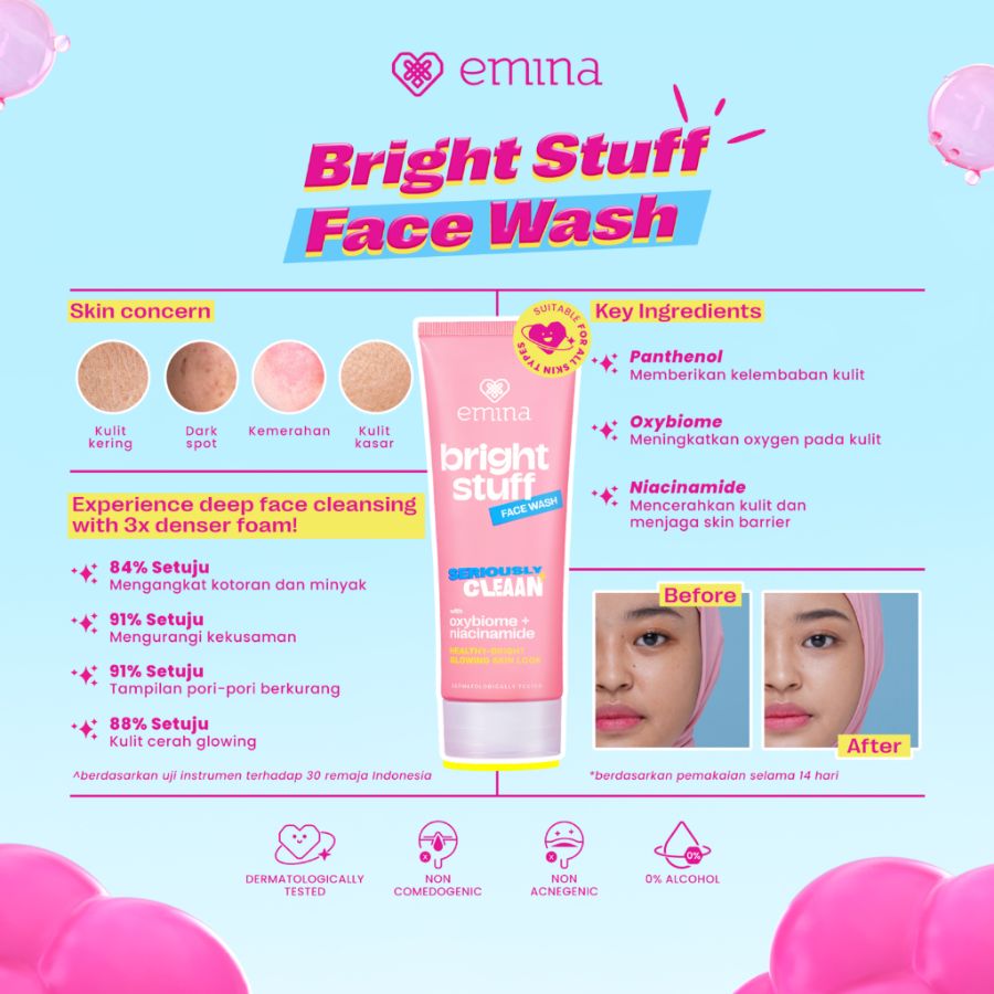 NEW Emina Bright Stuff Face Wash - Sabun Muka Cerah Glowing Anti Kusam