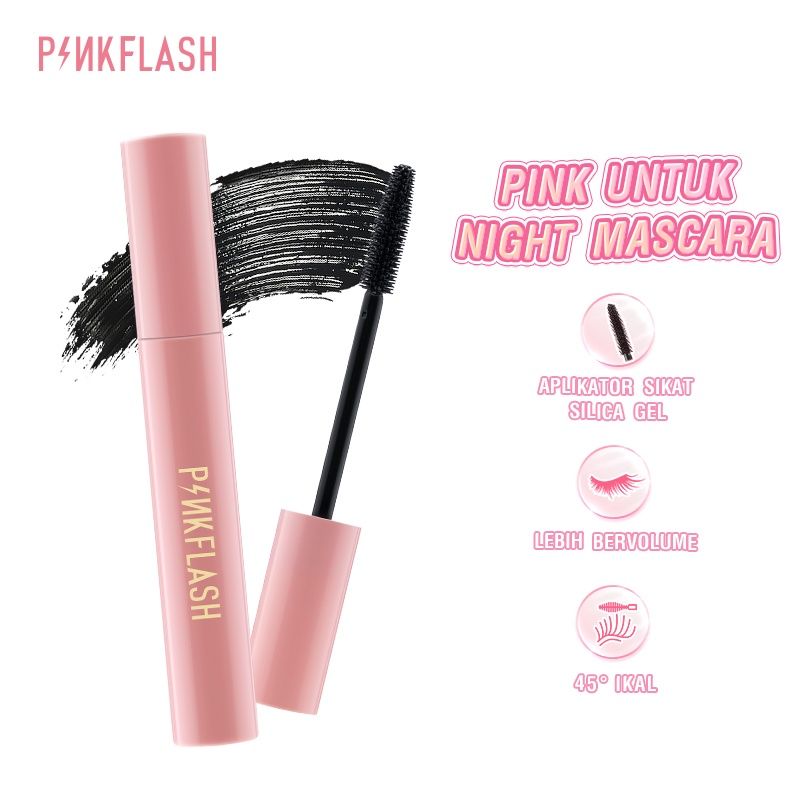 PINKFLASH OhMyWink Night Volume Curl Maskara Tahan lama Pink