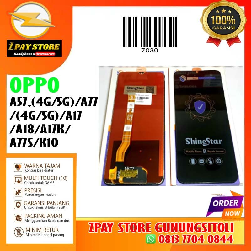 LCD OPPO A57,(4G/5G)/A77/(4G/5G)/A17/A18/A17K/A77S/K10 5G BLACK (SHINE STAR)