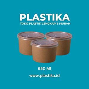 Paper Bowl Kami Kraft 650 Ml (Dengan Tutup) IDP @25