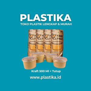 Paper Bowl Kami Kraft 500 Ml (Dengan Tutup) @25
