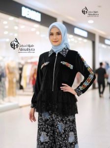 Setelan Batik Kembang Tebu Blossom - Black