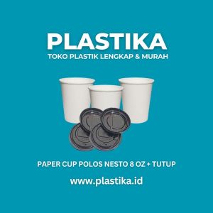 Paper Cup Nesto 8 Oz Polos Polos @50 (Dengan Tutup)