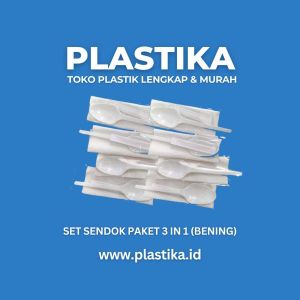 Set Sendok Catering GRB Hijau 3 In 1 (Sendok, Tisu, Tusuk Gigi Higenis) @50 LCR