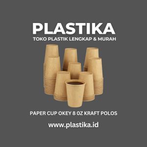 Paper Cup Okey 8 Oz Kraft Polos (Tanpa Tutup) SMK @50