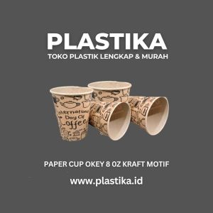 Paper Cup Okey 8 Oz Kraft Motif (Tanpa Tutup) SMK @50