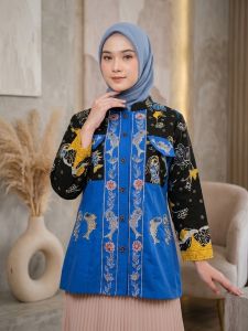 Blouse Batik Mina Kencana - Blue Electric