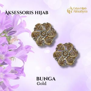 Bros Hijab Bunga - Gold