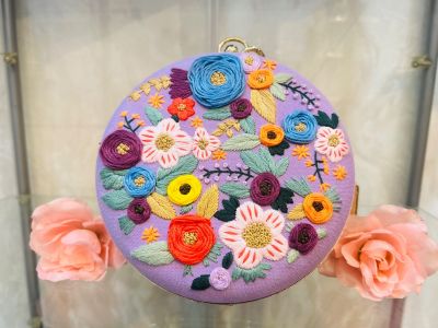 Tas Clucth Flower Garden - Purple