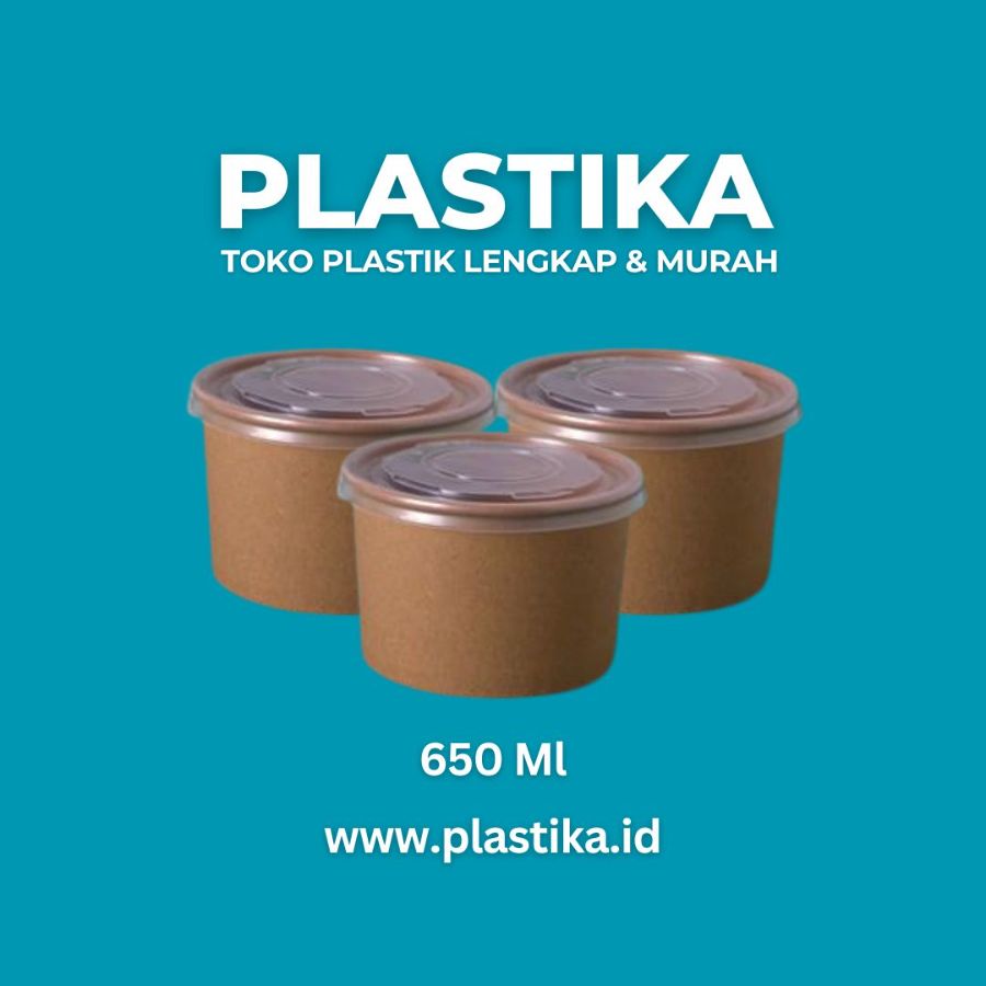 Paper Bowl Kami Kraft 650 Ml (Dengan Tutup) IDP @25