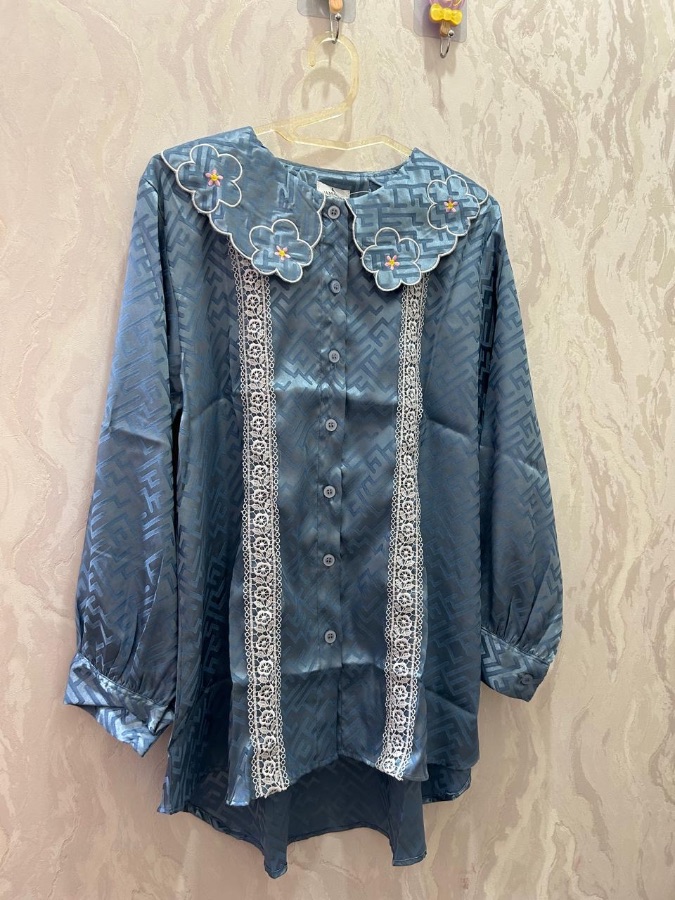 Blouse Sabrina Lace Daisy - Denim