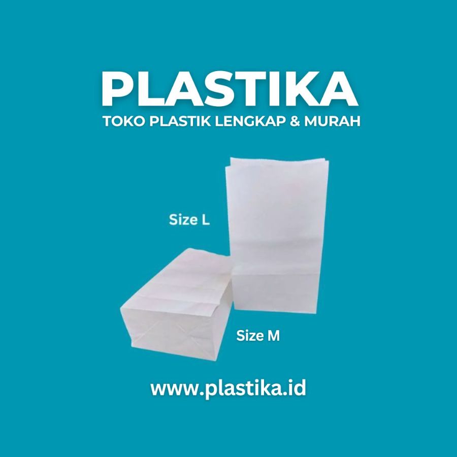 Paper Bag Kantong Makan Kertas Delima Tanpa Tali M 11,8 Putih SMK @100