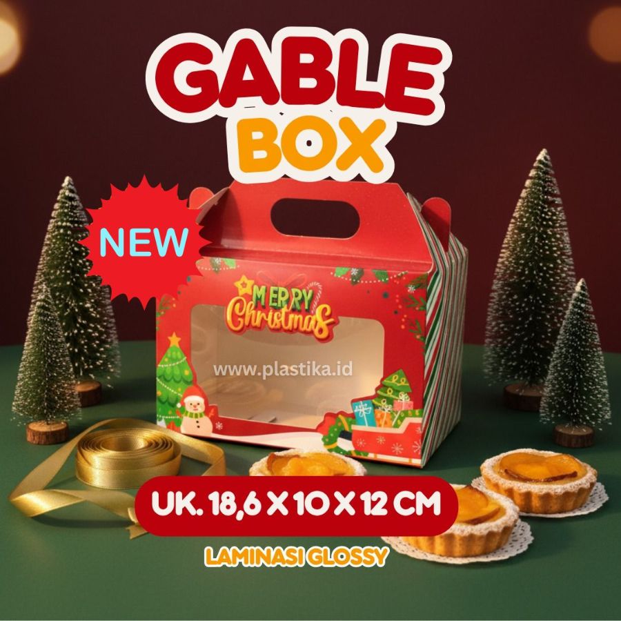 Gable Box Natal Merry Christmas Laminasi Glossy Uk. 18,6 x 10 x 12 Cm @1