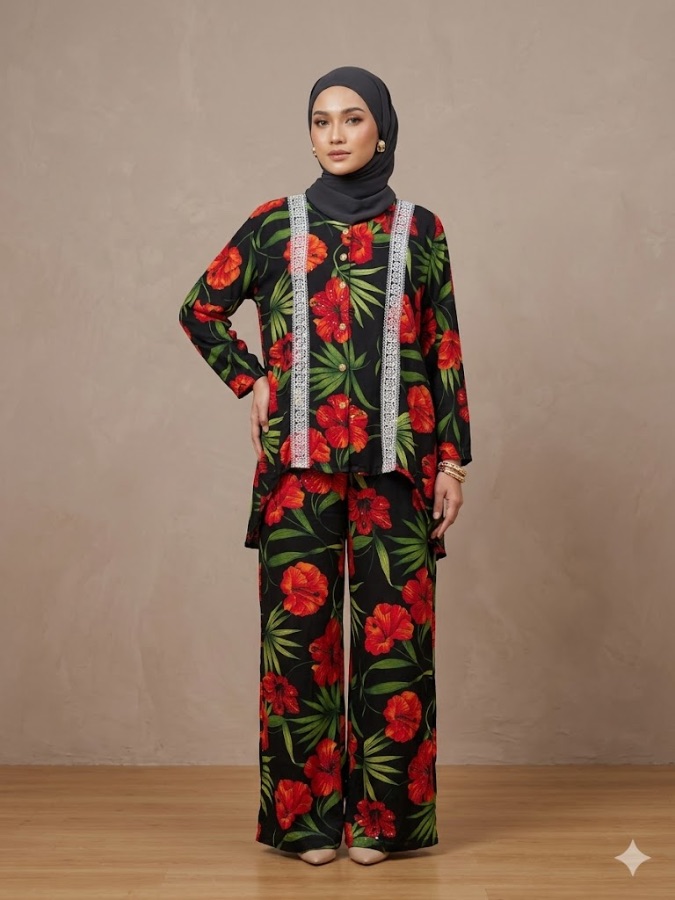 Rayon Twill Hibiscus - Orange