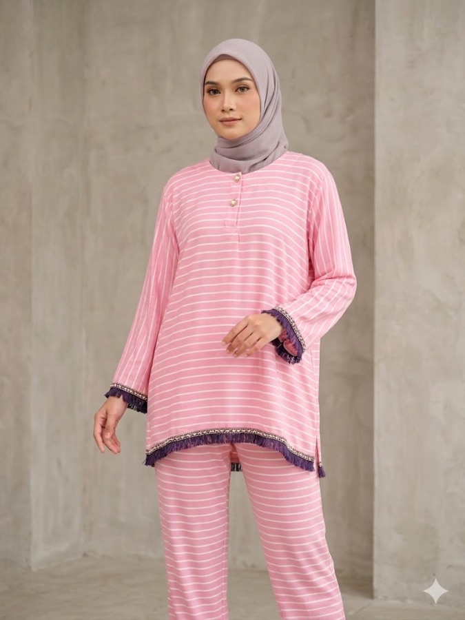 Setelan Rayon Twill - Pink