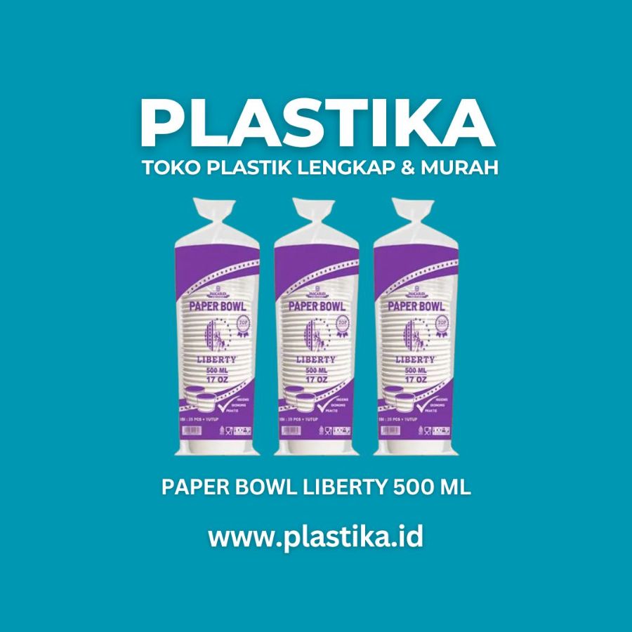 Paper Bowl Liberty 500 Ml PBD @25 (Dengan Tutup)