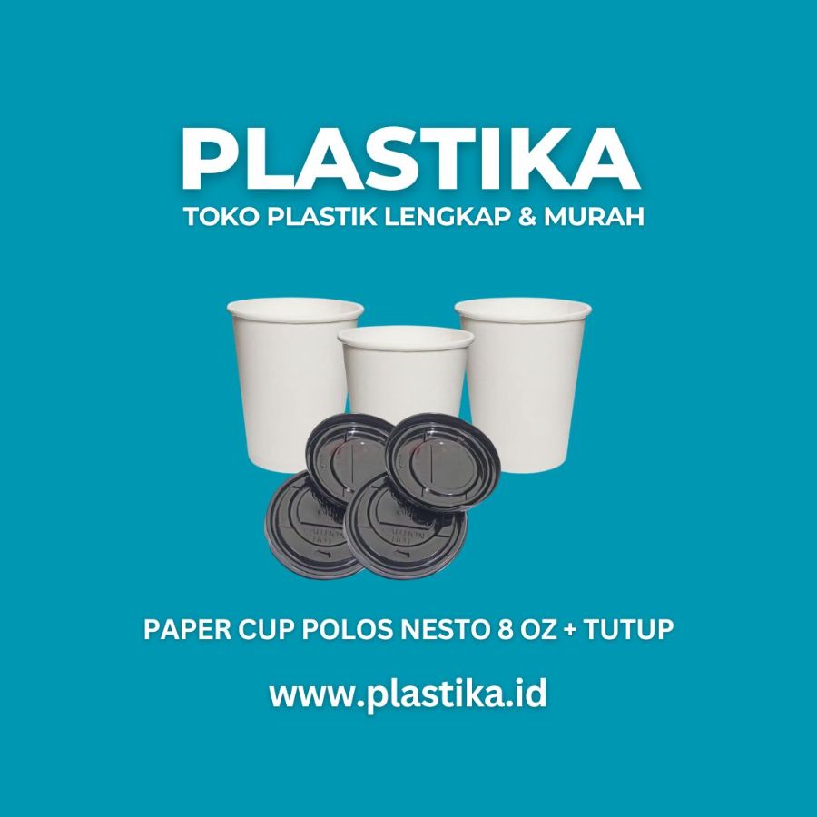 Paper Cup Nesto 8 Oz Polos Polos @50 (Dengan Tutup)