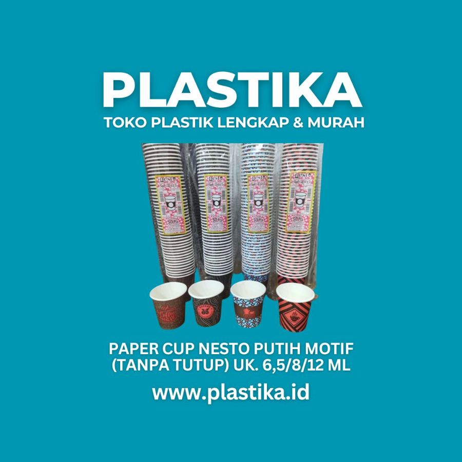 Paper Cup Nesto 6,5 Putih Motif @50 ASO (Tanpa Tutup)