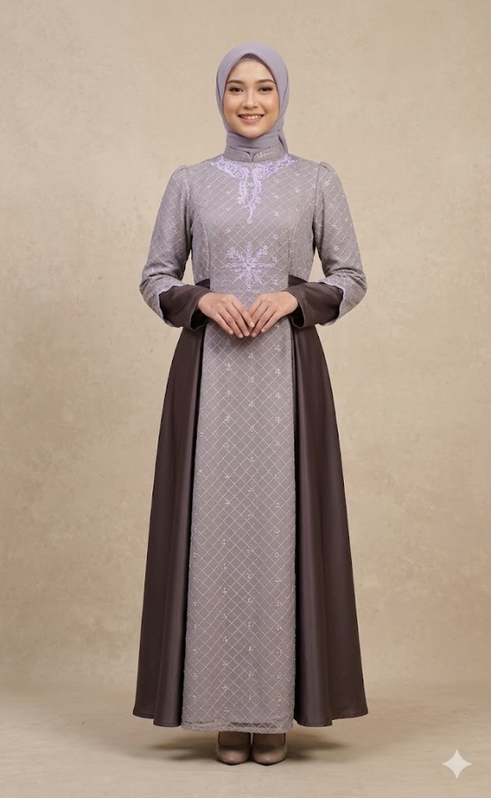 Dress Tania Bordir Violet - Purple