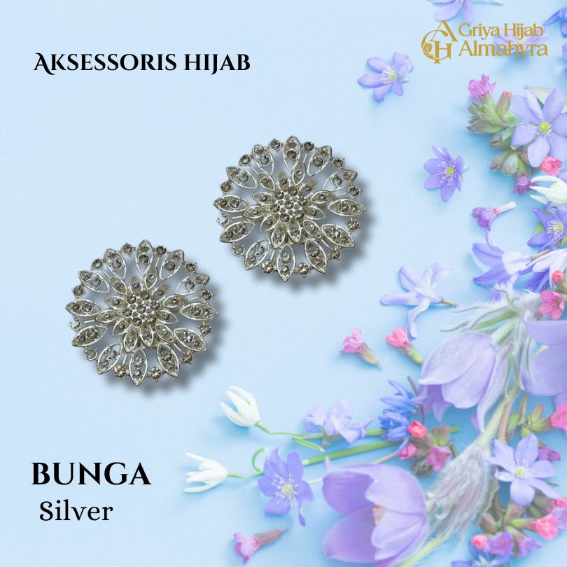 Bros Hijab Bunga - Silver