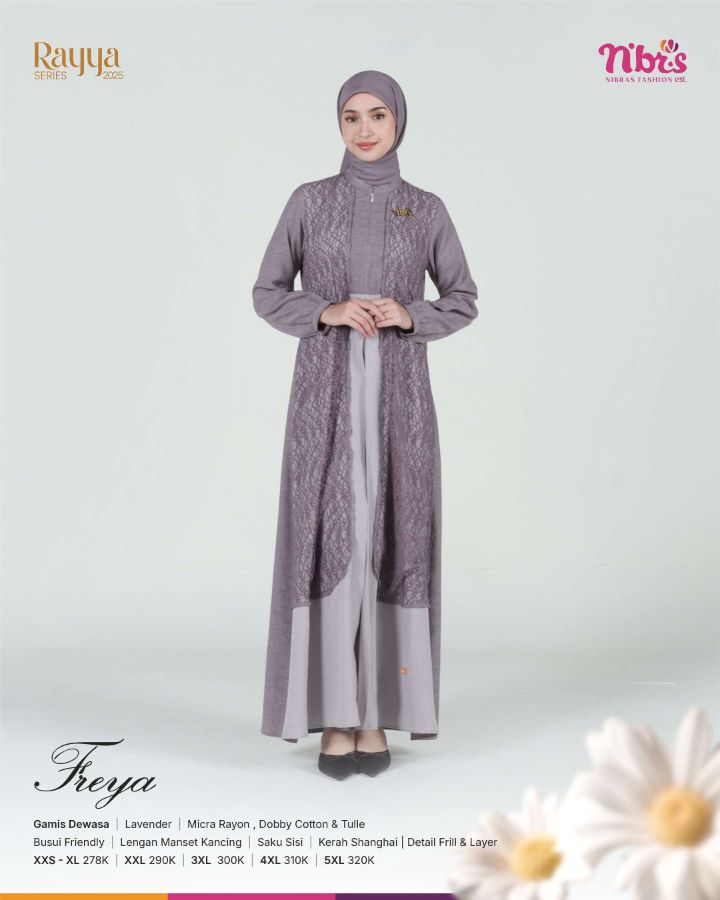 Nibras Rayya Series 2025  Freya Gamis Lavender  S 