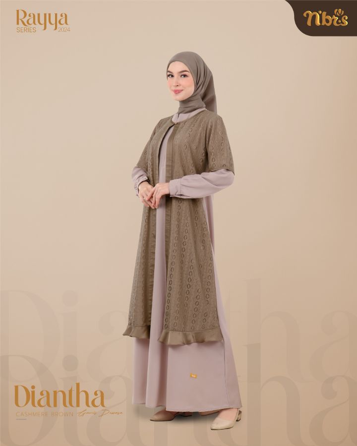Nibras Rayya Series 2024 Diantha Gamis Cashmere Brown xXL