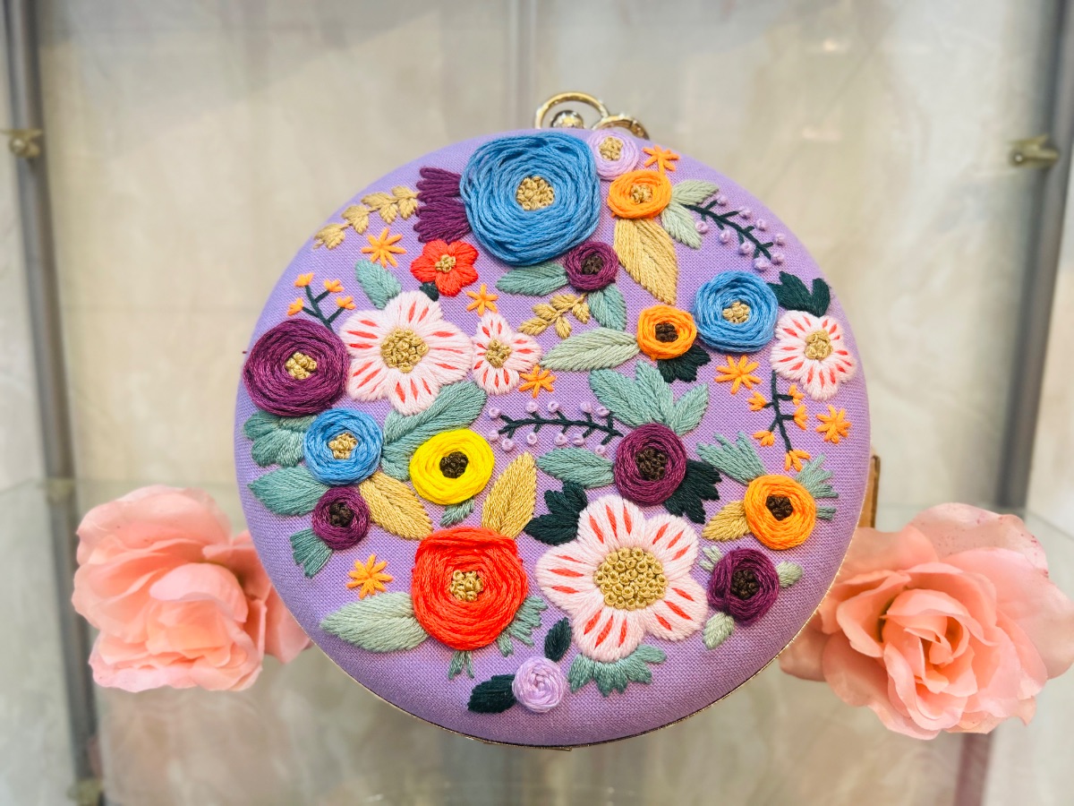 Tas Clucth Flower Garden - Purple