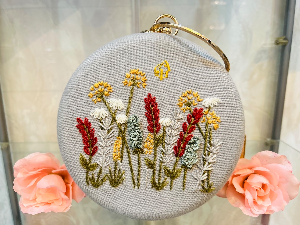 Tas Clucth Flower Garden - Grey