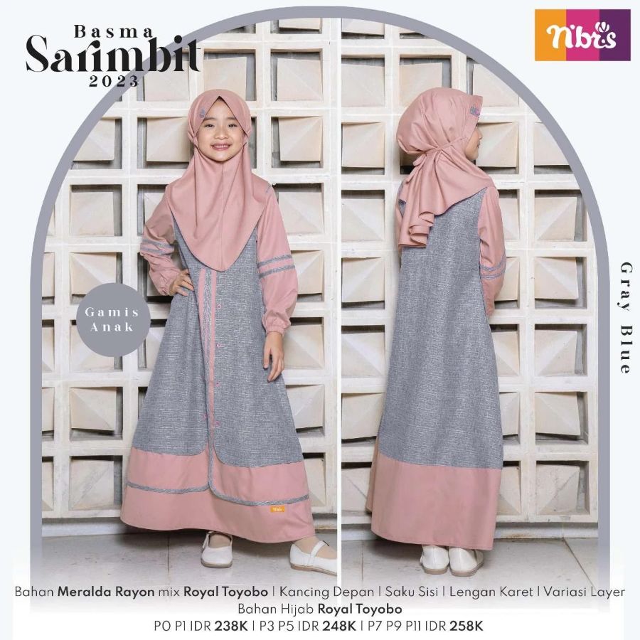 BASMA GAMIS ANAK GRAY BLUE P9