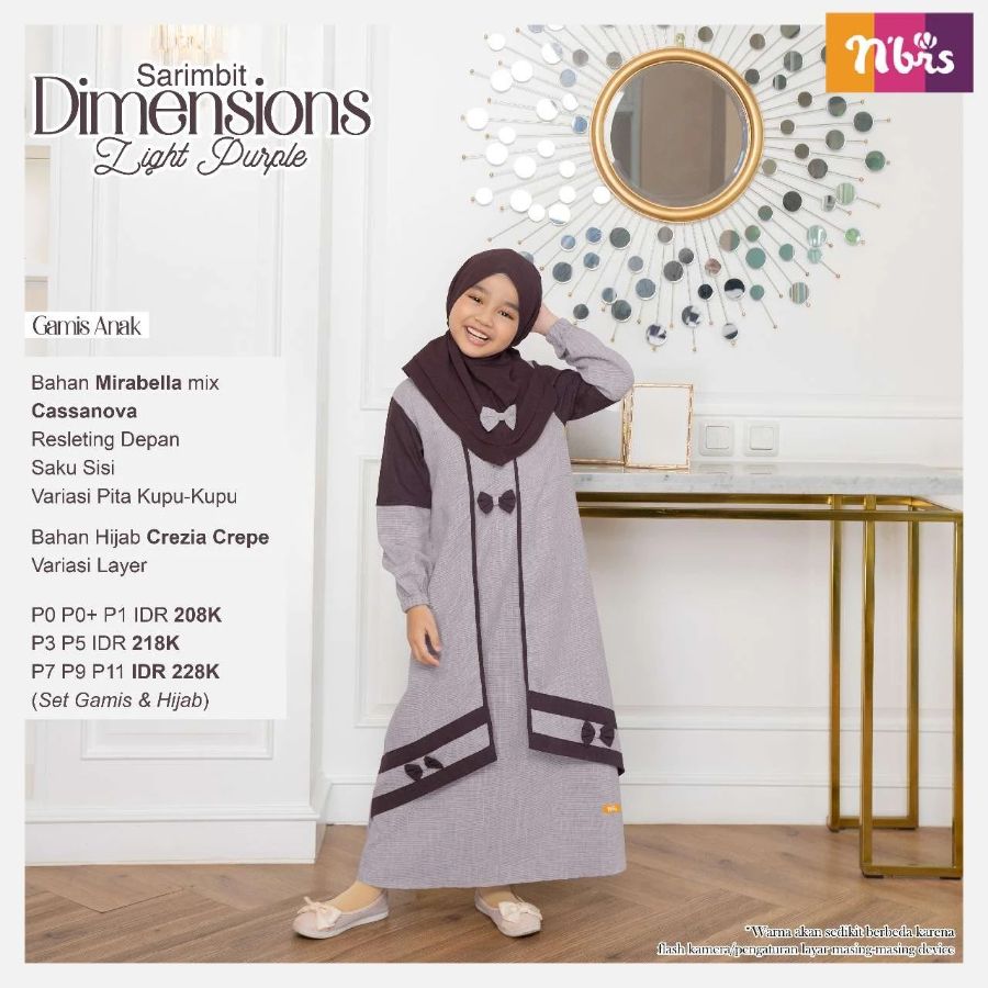 DIMENSIONS GAMIS ANAK PURPLE P11