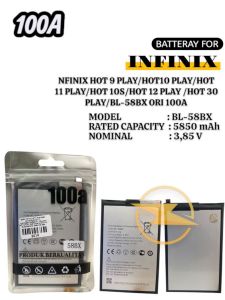 BATRE INFINIX HOT 9 PLAY/X680/HOT10 PLAY/HOT 11 PLAY/X688C/X688B/HOT 10S/X689/HOT 12 PLAY /X6816/X6816C/HOT 30 PLAY/X6835/BL-58BX ORI 100A