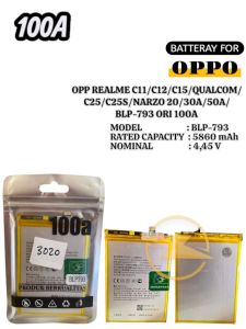 BATRE OPP REALME C11/C12/C15/QUALCOM/C25/C25S/NARZO 20/30A/50A/BLP-793 ORI 100A