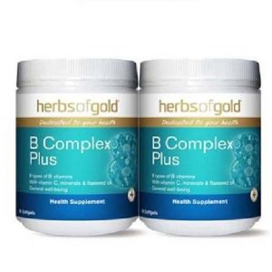 HERBS OF GOLD VITAMIN B COMPLEX PLUS (90 SOFTGELS X 2 Bottles)