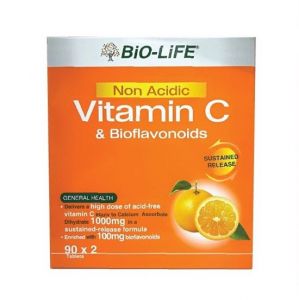 BiO-LiFE NON ACIDIC VITAMIN C & BIOFLAVONOIDS (90 TABLETS X 2 Bottles)