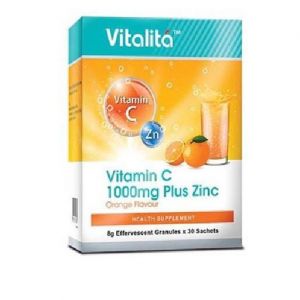 VITALITA VITAMIN C 1000MG PLUS ZINC ORANGE FLAVOUR EFFERVESCENT GRANULE SACHET 8G (30 SACHETS)