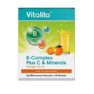VITALITA VITAMIN B COMPLEX PLUS C & MINERAL EFFERVESCENT (30 SACHETS)