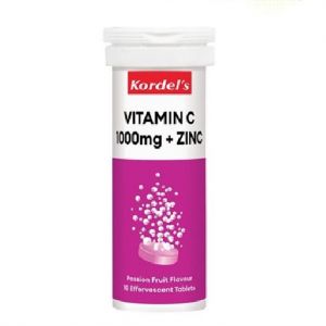 KORDELS VITAMIN C 1000MG + ZINC PASSION FRUIT EFFERVESCENT (10 TABLETS)