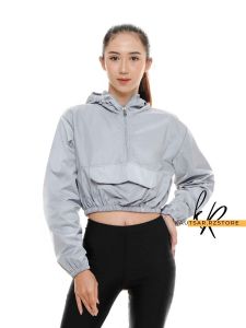 Jeket crop parasut