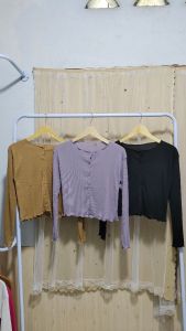 Cardigan rib crop