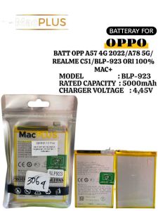 BATT OPP A57 4G 2022/A785G/REALME C51/BLP-923 ORI 100% MAC+