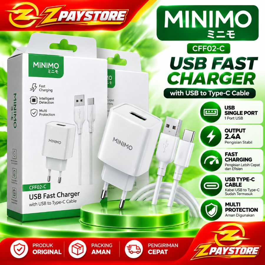 CHARGER MINIMO CFF02 CHARGER+USB SINGLE PORT USB 2.4A WITH TYPE C 