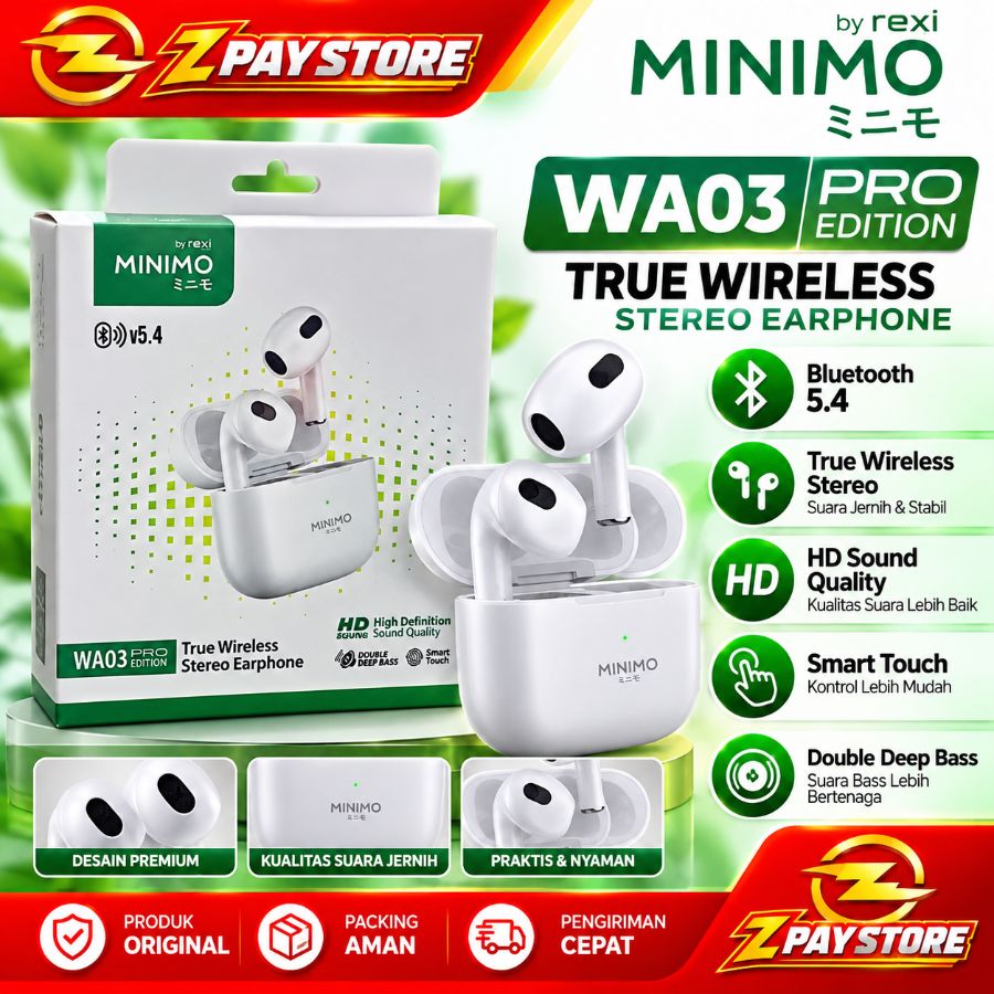 TWS MINIMO WA03 PRO EDITION TRUE WIRELESS STREO EARPHONE